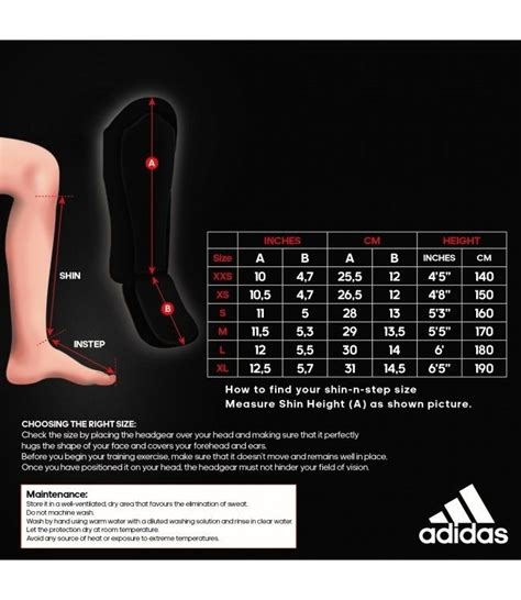 adidas scheenbeschermers maattabel